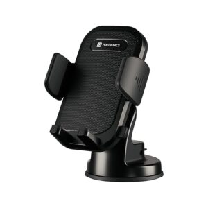 Portronics Clamp M4 Car Phone Holder Stand with 360 Degree Rotation, Strong Grip, Suction Cup Mount, Single Hand Use, Shockproof Build, Mobile Stand for Car